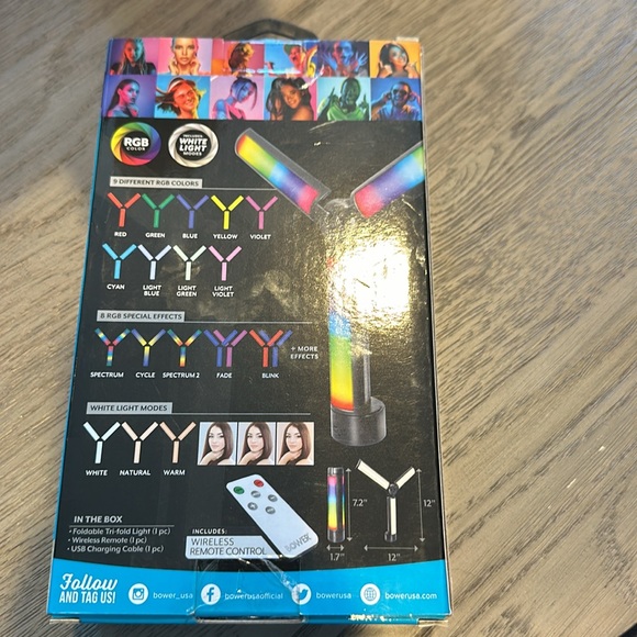 NIB: Bower White/RGB Tri-Fold Light with Wireless Remote Control - Picture 2 of 4